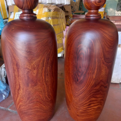 Cặp chum hũ phú quý hút tài lộc bằng gỗ trắc kt 50×20cm chưa tính lắp bình