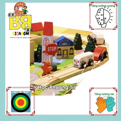 Đồ chơi lắp ráp cho bé bằng gỗ ghép mô hình giao thông thành phố Bc24