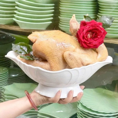 Bát dĩa thuyền  đựng gà cúng nguyên con, đựng hoa quả bằng nhựa sang trọng và đẹp