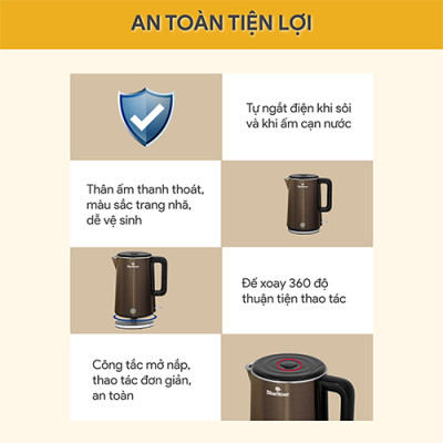 Bình đun siêu tốc Bluestone 1.7 lít KTB-3476 - Hàng chính hãng
