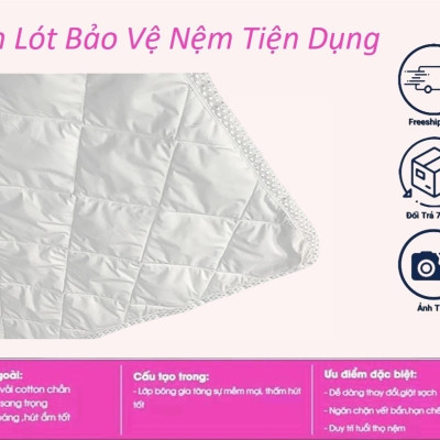 Tấm Lót Bảo Vệ Tiện Dụng Nệm Có Thun Chằn 4 Góc [Đủ Size]
