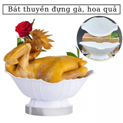 Bát đựng gà cúng  hình thuyền đẹp mắt. Bát đựng gà nguyên con, bát đựng hoa quả gọn gàng , tiện dụng