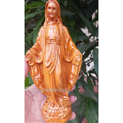 Tượng đức mẹ ban ơn bằng gỗ huyết long đẹp long lanh kt cao 20cm  