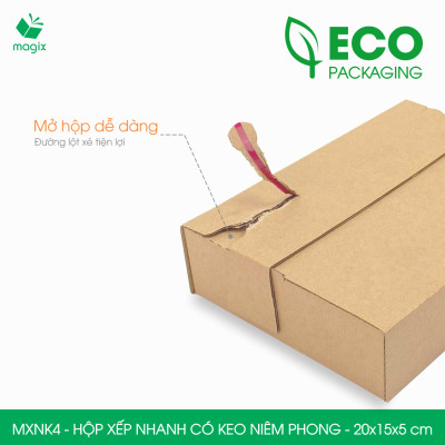 MXNK4 - 20x15x5 cm - 60 hộp carton đóng hàng xếp nhanh có keo niêm phong - Hộp gói hàng, hộp quà