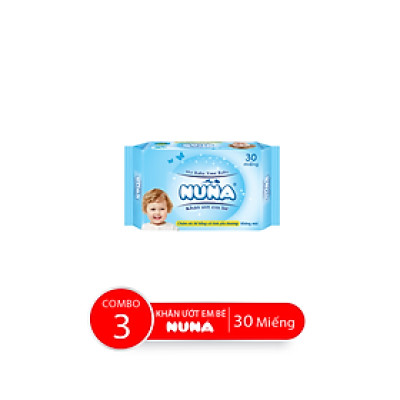 Combo Khăn Ướt Em Bé NUNA Không Mùi 30 Miếng/Bao