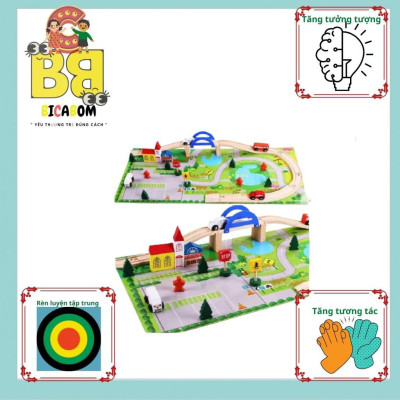 Đồ chơi lắp ráp cho bé bằng gỗ ghép mô hình giao thông thành phố Bc24