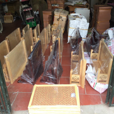 Bộ bàn thờ chung cư +ám khói +chữ phúc hay chữ thọ ..bằng gỗ sồi nga