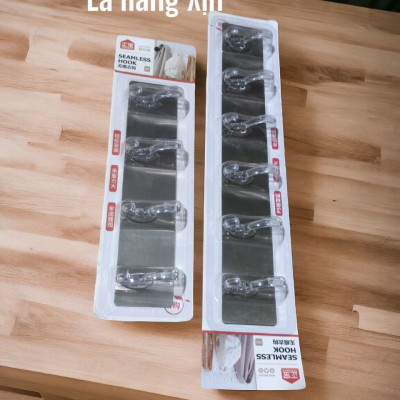 thanh giá Móc 4 & 6 treo quần áo đa năng dán tường siêu dính ( tặng bộ chổi mini vệ sinh lò vi sóng 2 in 1 có hít từ hàng nội địa nhật )