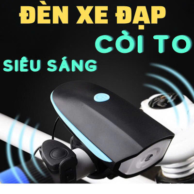 Đèn Xe Đạp Năng Lượng Mặt Trời Có Sạc Pin Siêu Sáng, Còi Báo , Chống Thấm Nước Loại Cao Cấp