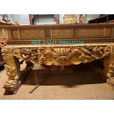 Sập thờ tứ linh kê nghê gỗ Gụ Lào 1m97x 107 x 117 chân 20