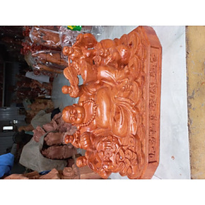 Tượng phật di lặc ngũ phúc gỗ liền khối kt 50*28*26cm