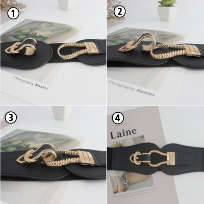 Dây Thắt Lưng Nữ Nịt Đầm Da Đai Váy Họa Tiết Khóa Cài Bản To Kim Loại Đen Đỏ Trắng 