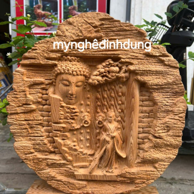 Tượng nhất tâm bái phật bằng gỗ ngọc Am thơm nức cao 43x40x9cm 