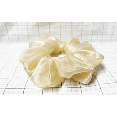 Dây cột tóc srunchies mẫu mới màu nâu vàng ánh kim - cột tóc màu hot