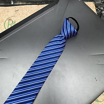 Cà vạt nam mẫu thắt sẵn dây kéo bản nhỏ 6cm màu xanh kẻ nhò