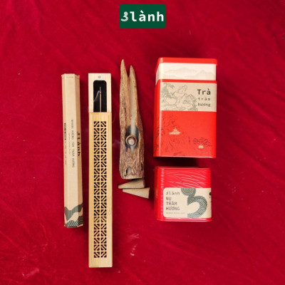 Bộ Quà Tặng Thưởng Trà Hưởng Trầm 3 Lành Lễ Tết 2025 Giáng Sinh Mong An Yên Tài Lộc Phúc Lành