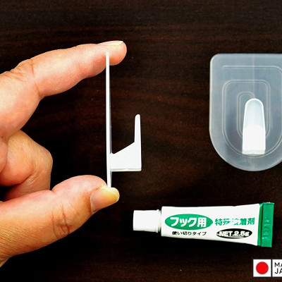 Set 02 móc dính + tuýp keo dán Kokubo Hook size M - Hàng Nội Địa Nhật Bản