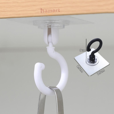 Móc Nhựa Xoay 360˚ Cỡ Lớn Dán Tường Trần Nhà Treo Màn Hình Lưỡi Câu Siêu Dính Treo Đồ Đa Năng