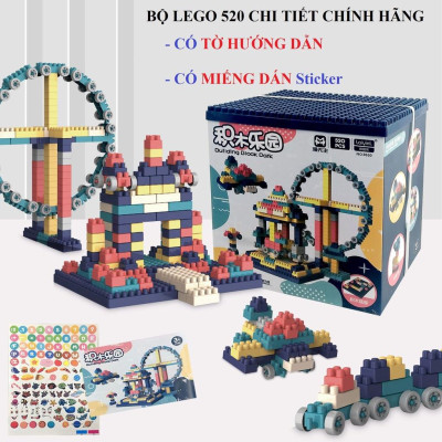 Hộp xếp hình 520 chi tiết, bộ lắp ghép lego siêu trí tuệ vòng quay mặt trời