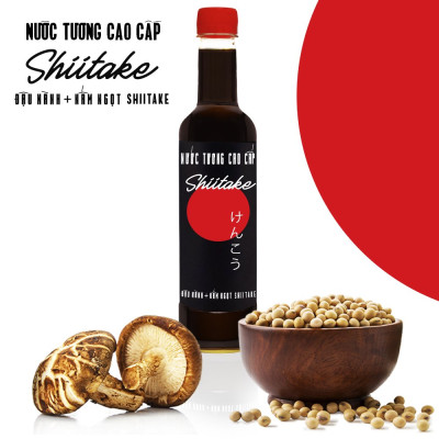 Nước tương cao cấp Shiitake lên men tự nhiên từ đậu nành và nấm ngọt Shiitake, chai nhựa 525ml/chai