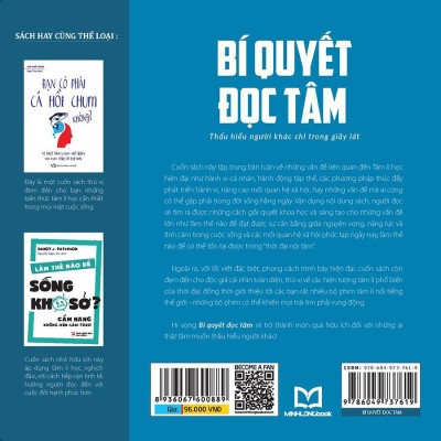 Sách: Bí Quyết Đọc Tâm - Thấu Hiểu Người Khác Chỉ Trong Giây Lát 