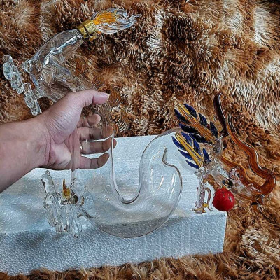 Chai Đựng Rượu Thủy Tinh 1250ML cao cấp mẫu con rồng ngũ sắc – Chai Đựng Rượu Đẹp - Bình Thủy Tinh Đựng Rượu làm quà tặng (E2)