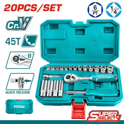 Bộ khẩu 20 chi tiết đầu tuýp 1/4