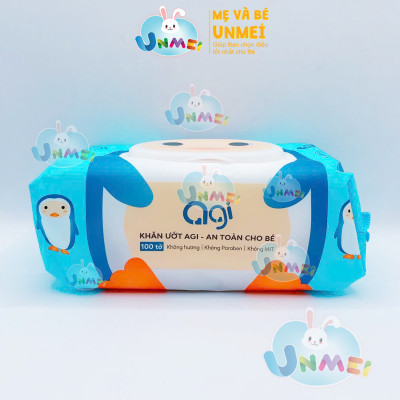 Khăn ướt Agi không mùi 100 tờ (màu ngẫu nhiên)