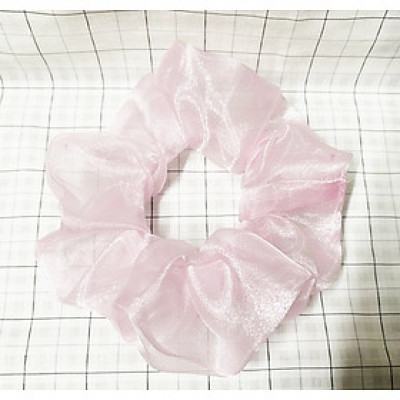 Dây cột tóc scrunchies mẫu mới màu hồng phấn ánh kim