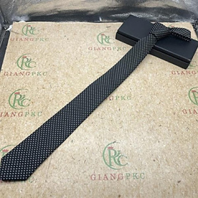 Cà vạt nam bản nhỏ mẫu 6cm tự thắt màu đen chấm trắng mới t2/2024