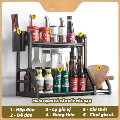 Kệ Đựng Gia Vị Nhà Bếp Chữ B, Kệ Đựng Đồ Dùng Nhà Bếp, kệ gia vị 2 tầng tiện ích