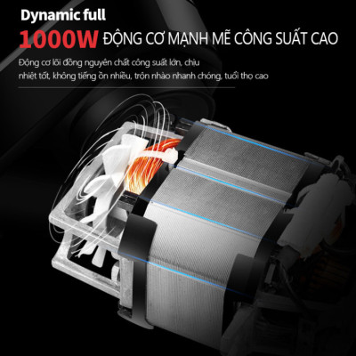 Máy trộn bột, đánh trứng 3 tốc độ đánh cao cấp thương hiệu DSP - 2 màu: Đen và Trắng - Công suất: 1000W - Dung tích: 5.0 lít - Hàng Nhập Khẩu