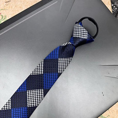 Cà vạt nam mẫu thắt sẵn dây kéo bản nhỏ 6cm mẫu xanh thoi chấm