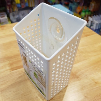 Giỏ đựng đũa thìa có núm hít chân không - Màu trắng - Hàng Nội địa Nhật Bản