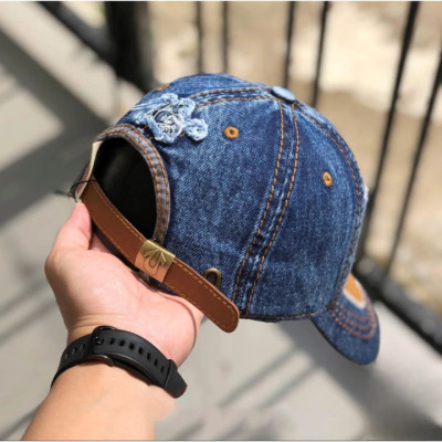 Nón kết, mũ lưỡi trai Ông Địa da phối vải jeans form đẹp thời trang cao cấp đường phố