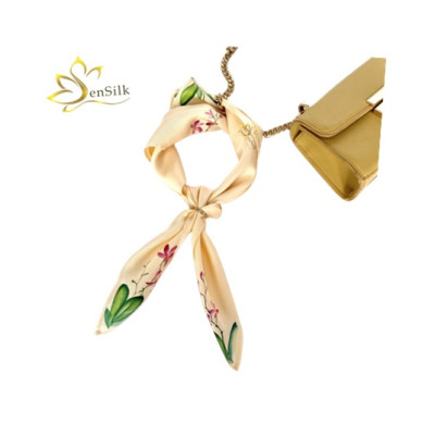 Cột Tóc Nữ Lụa Tơ Tằm Vẽ Tay Hoa Lan SenSilk, Khăn Lụa Đẹp Thời Trang 55x55cm