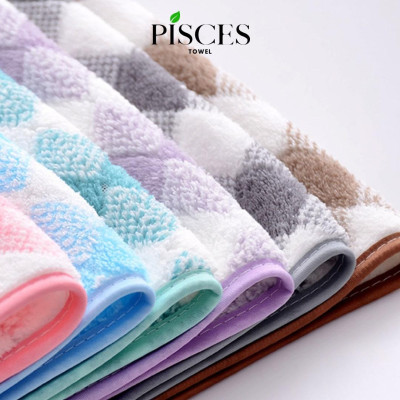 Khăn Mặt PISCES TOWEL 35x75cm Caro Cotton Mềm Mại, Khăn Spa Yoga Gym Thể Thao Thấm Hút Mồ Hôi