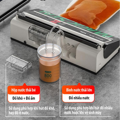 Máy hút chân không thực phẩm Magic Seal MS400 không kén túi, hút khô và hút nước, mối hàn dính lớn 8mm kín kẽ, hút mạnh mẽ, tự động và bán tự động, hàng chính hãng