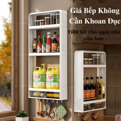 Kệ Đựng Gia Vị, Kệ Để Đồ Nhà Bếp, Kệ Để Đồ Dùng Nhà Bếp Gắn Tường Tiện Dụng Kệ Treo Tường Đựng Lọ Gia Vị Và Gia Vị Đa Chức Năng - HÀNG CHÍNH HÃNG MINIIN