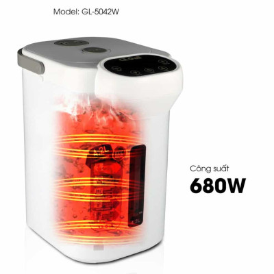 Bình Thuỷ Điện Gali GL-5042W Dung tích 4,2L nhỏ gọn, Thân bằng nhựa nguyên sinh cao cấp, lòng trong bằng Inox 304 dày chất lượng. Hàng chính hãng chất lượng cao bảo hành 24 tháng.