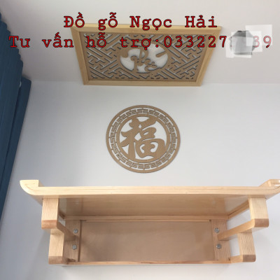 Combo bộ bàn thờ chung cư + ám khói + chữ phúc hay chữ bất kỳ bằng  gỗ sồi 