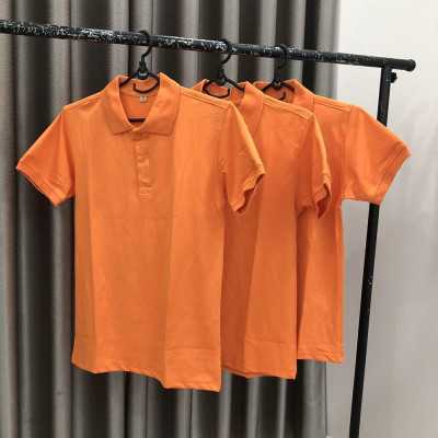 Áo Phông Nam có cổ, Áo Thun Vải Cá Sấu Co Giãn 4 Chiều, Màu Cam