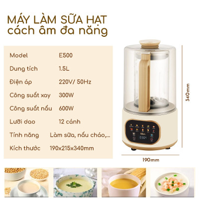 Máy Làm Sữa Hạt Đa Năng SEKA E500 10 Chức Năng, Độ Ồn Thấp, Hàng Chính Hãng