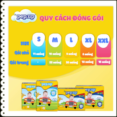 Combo 2 gói Tã/Bỉm Quần Em Bé Pep.up Extra Dry Siêu Mềm Mại, Siêu Khô Thoáng, Kháng Khuẩn Size XL (18 Miếng/Gói)