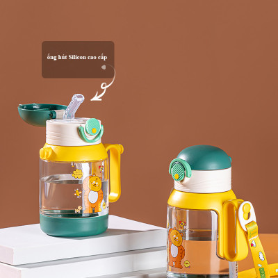 Bình Nước Nhựa Hình Hoạt Hình Dễ Thương AOLIKES TY907 - Dung Tích 500ml - Có Quai Đeo & Ống Hút