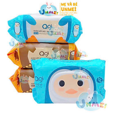 Bộ 4 Gói Khăn Ướt Không Hương Agi (100 Tờ x 4) - Giao Mẫu Ngẫu Nhiên