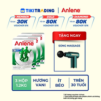 Combo 3 Sữa Bột Anlene Hương Vanilla (Hộp giấy 1200g)