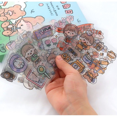 Hộp 100 tấm sticker trang trí set sticker dễ thương cắt sẵn trang trí decor sổ, miếng dán tập vở, bình nước, bút - Hàng chính hãng ( Giao ngẫu nhiên)