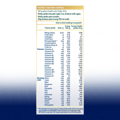 [MỚI] Sữa bột bổ sung dinh dưỡng Anlene Total 10 lon 800g