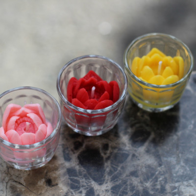 Combo 12 Ly Nến Hoa Sen Không Khói Không Mùi Từ Shop R2D 3 Màu Đỏ-Vàng-Hồng Dùng Cúng Dường, Trang Trí.